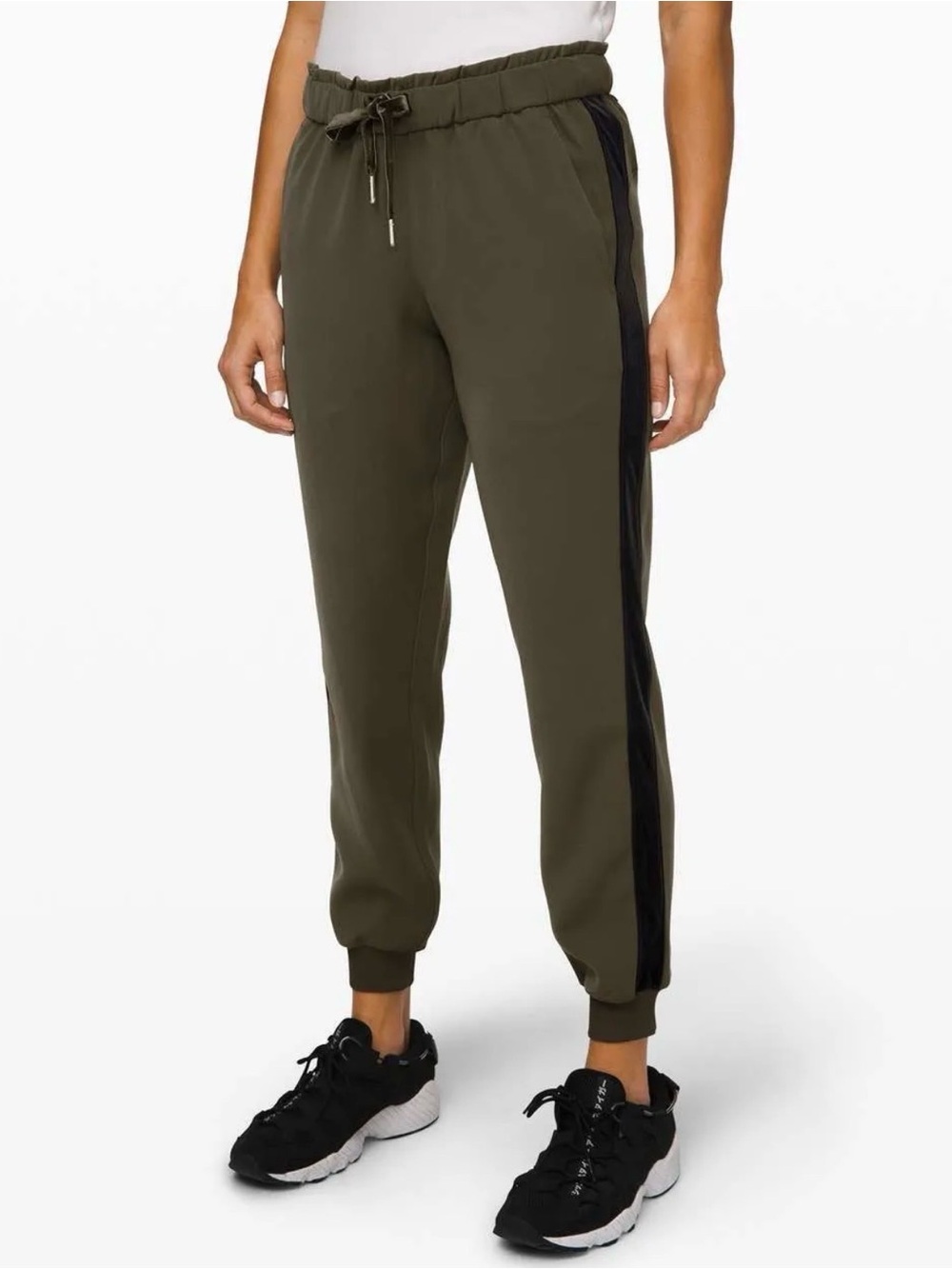 $148. Lululemon On the Fly Jogger *Velvet Trim Dark Olive / Black
